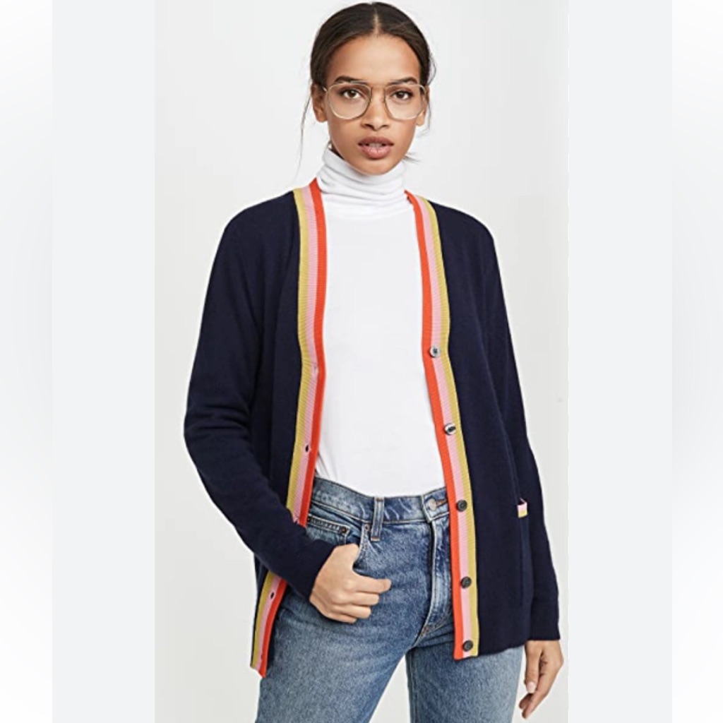 Kule The Greyson Cashmere Cardigan In Navy Size Large
